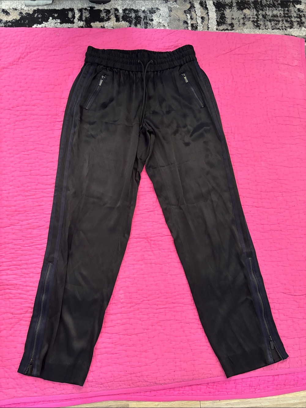 The Kooples Black Women's Track Joggers with Side Zippers, S